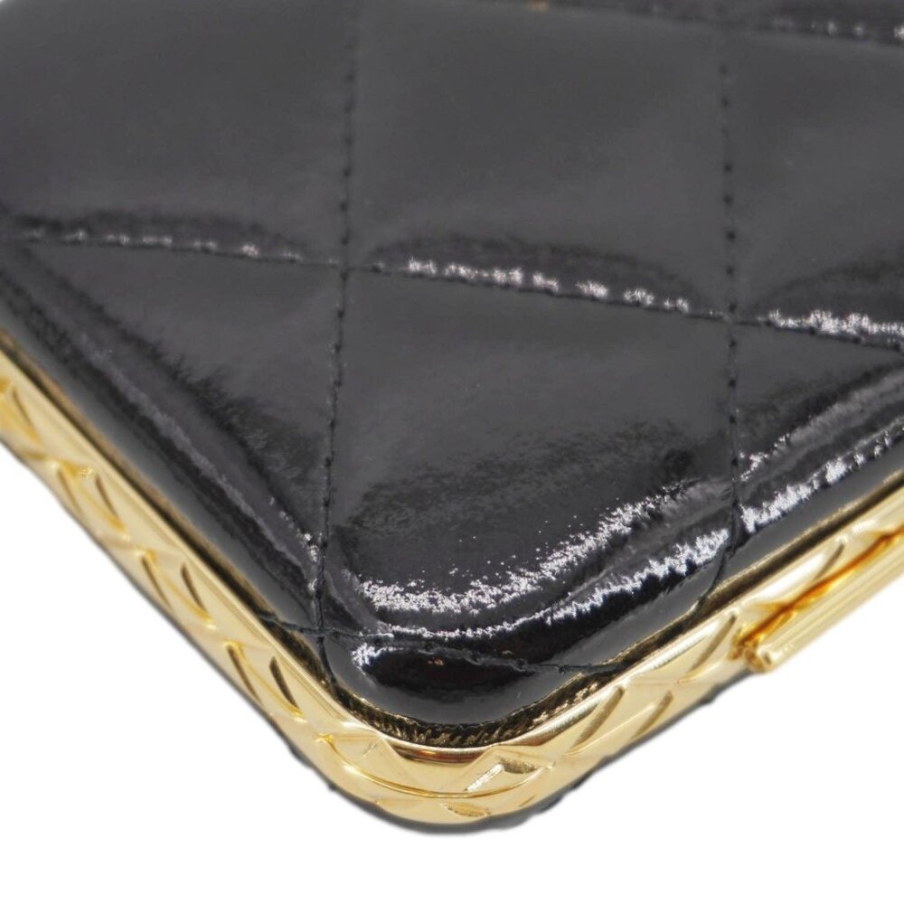 Chanel  Framed Box Mini Quilted Patent Leather Chain Clutch Bag Black - Picture 10 of 14